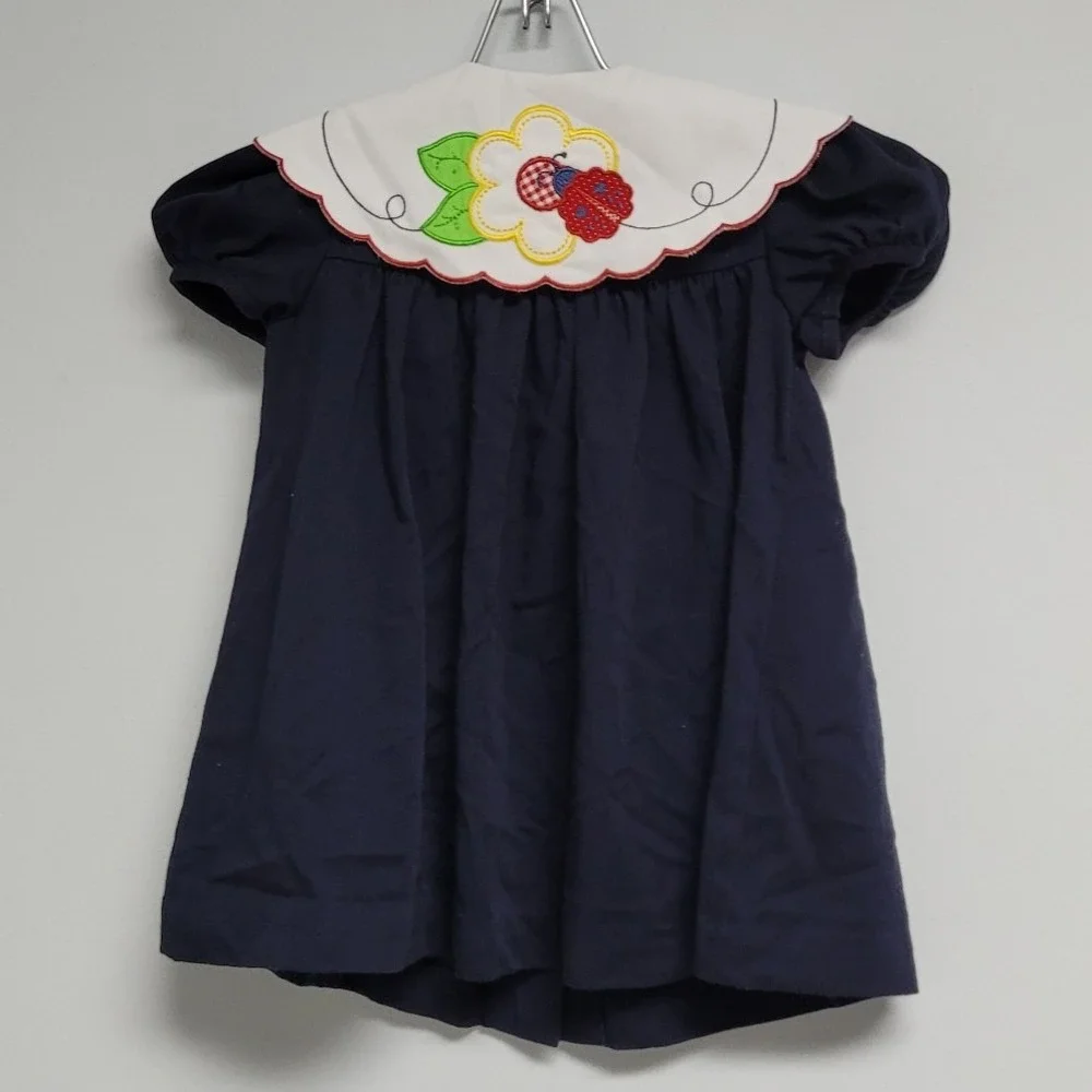 Vintage Bonnie Jean Lady Bug Dress Size 2T Floral